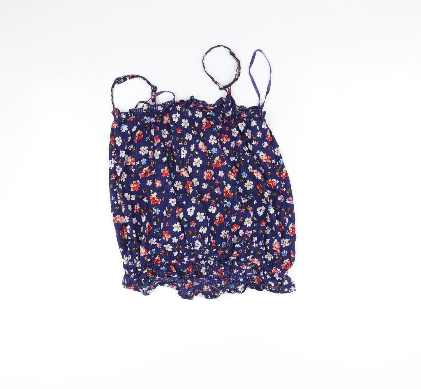 New Look Womens Blue Floral  Basic T-Shirt Size 8