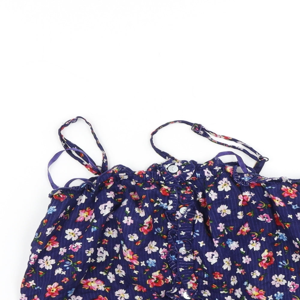 New Look Womens Blue Floral  Basic T-Shirt Size 8
