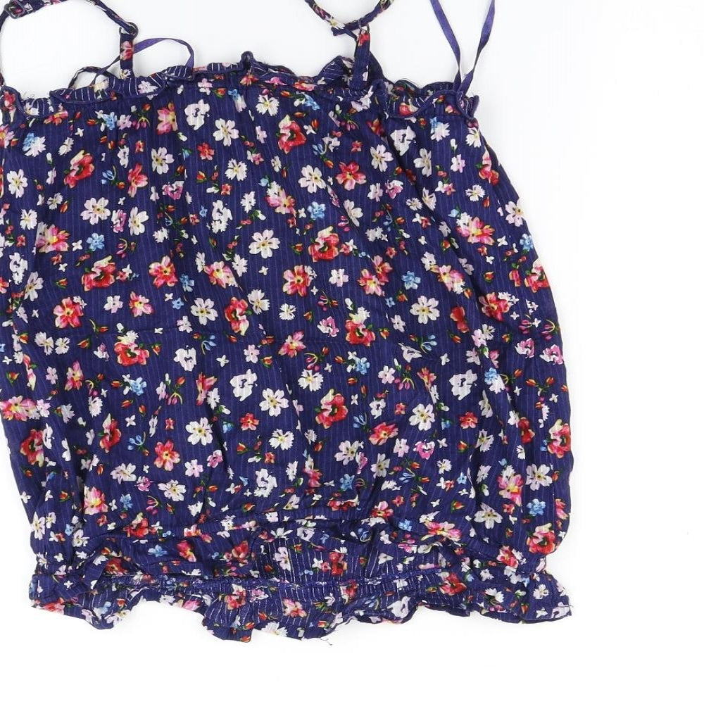 New Look Womens Blue Floral  Basic T-Shirt Size 8