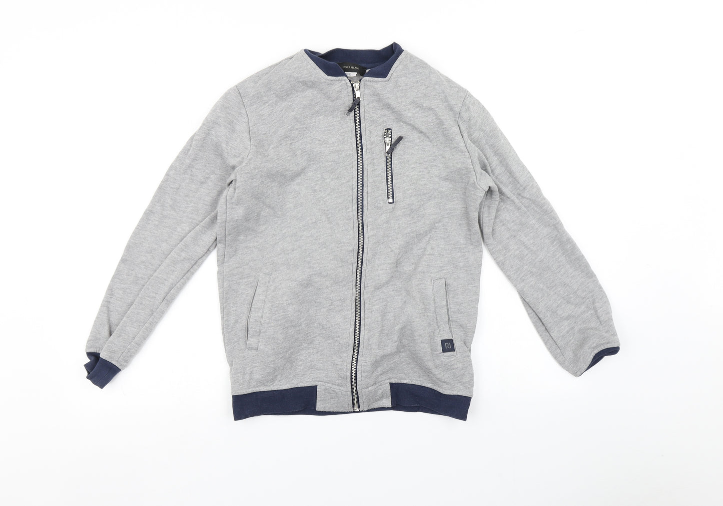 River Island Boys Grey   Full Zip Hoodie Size 11-12 Years