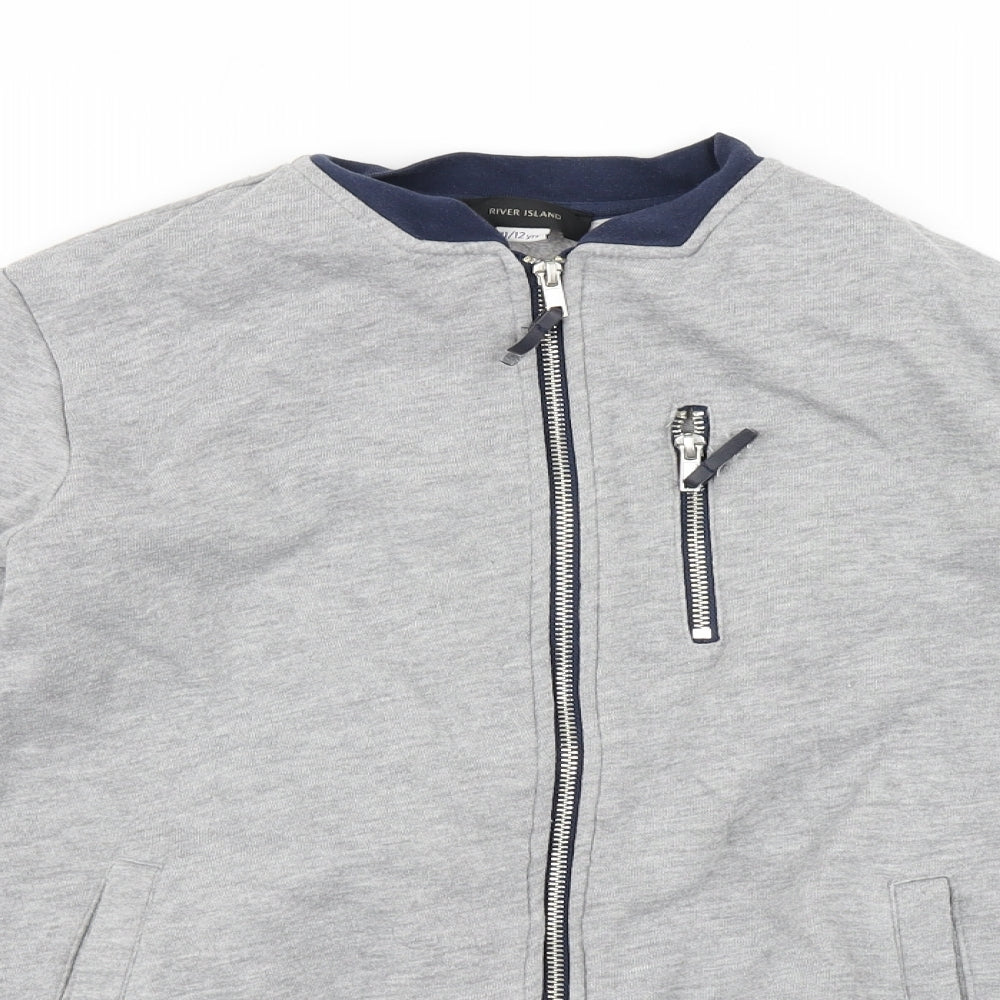River Island Boys Grey   Full Zip Hoodie Size 11-12 Years