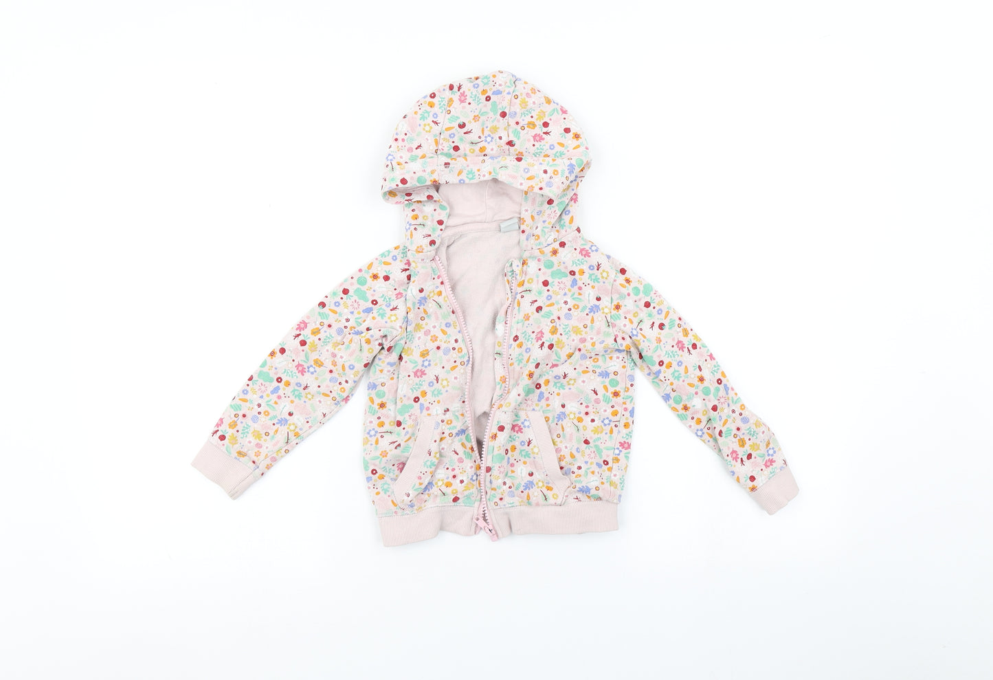 TU Girls Pink Floral  Full Zip Jumper Size 2-3 Years