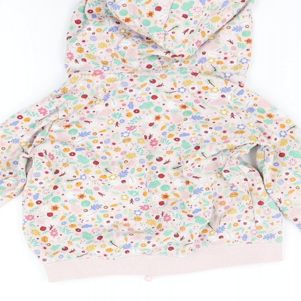 TU Girls Pink Floral  Full Zip Jumper Size 2-3 Years