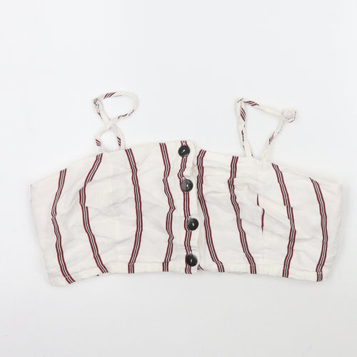 River Island Womens White Striped  Camisole Blouse Size 12