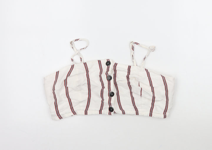 River Island Womens White Striped Camisole Blouse Size 12
