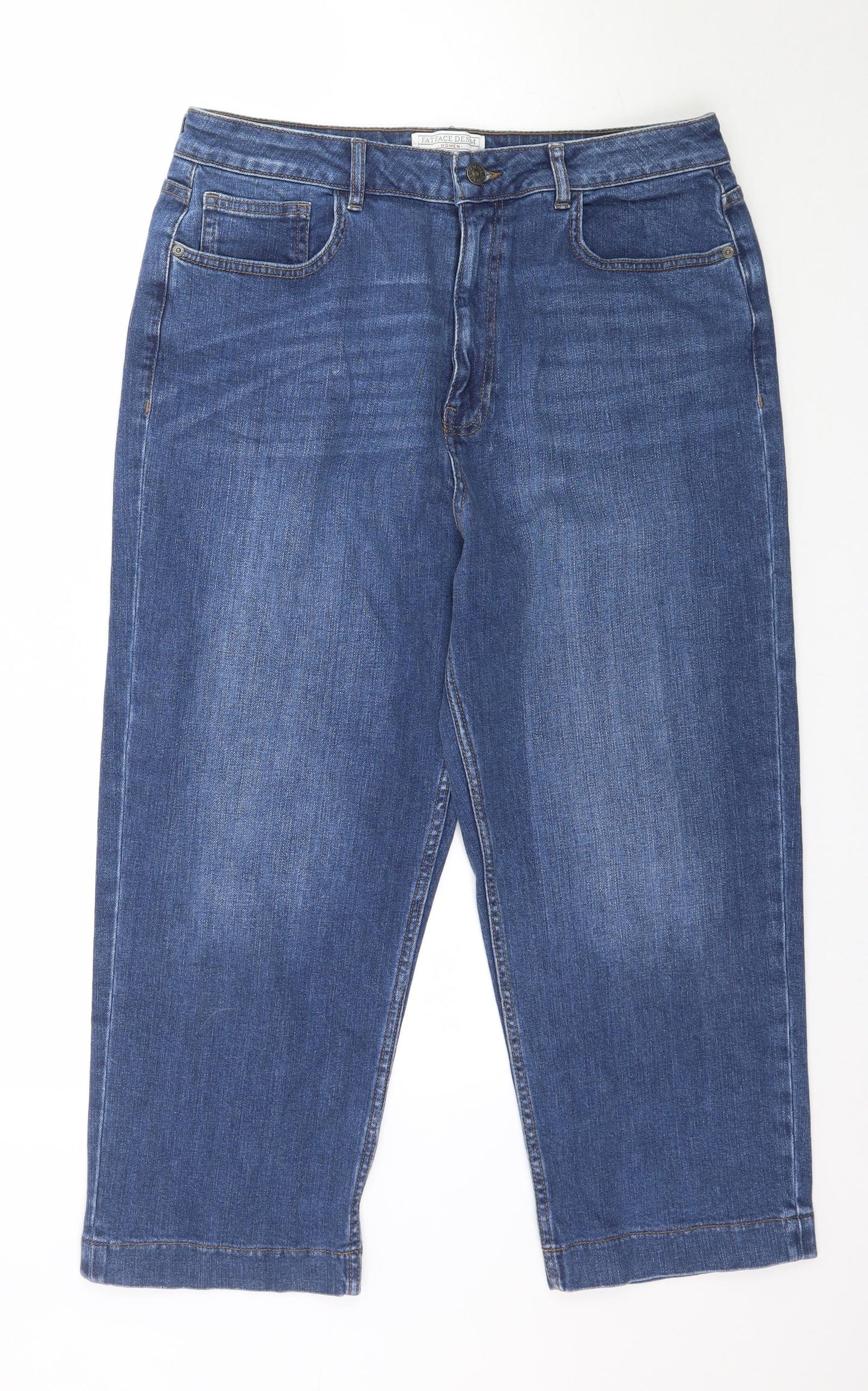 Fat Face Womens Blue  Denim Straight Jeans Size 14 L24 in