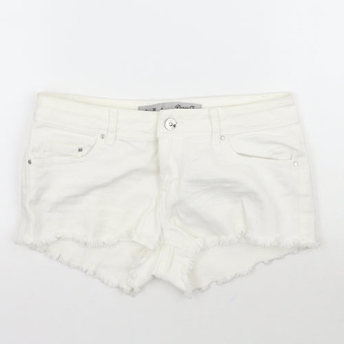 Denim Co. Womens White  Denim Cut-Off Shorts Size 8