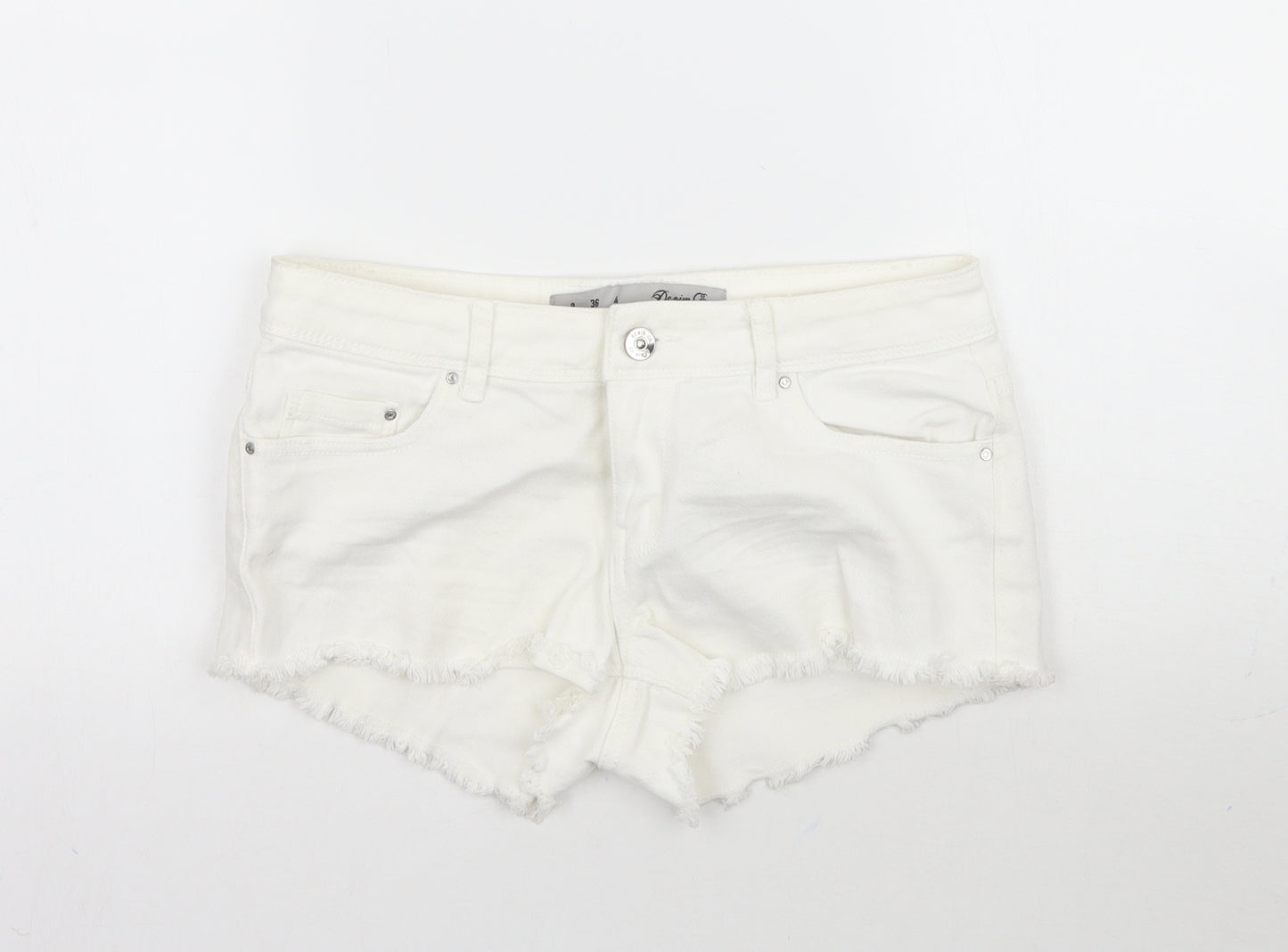 Denim Co. Womens White  Denim Cut-Off Shorts Size 8