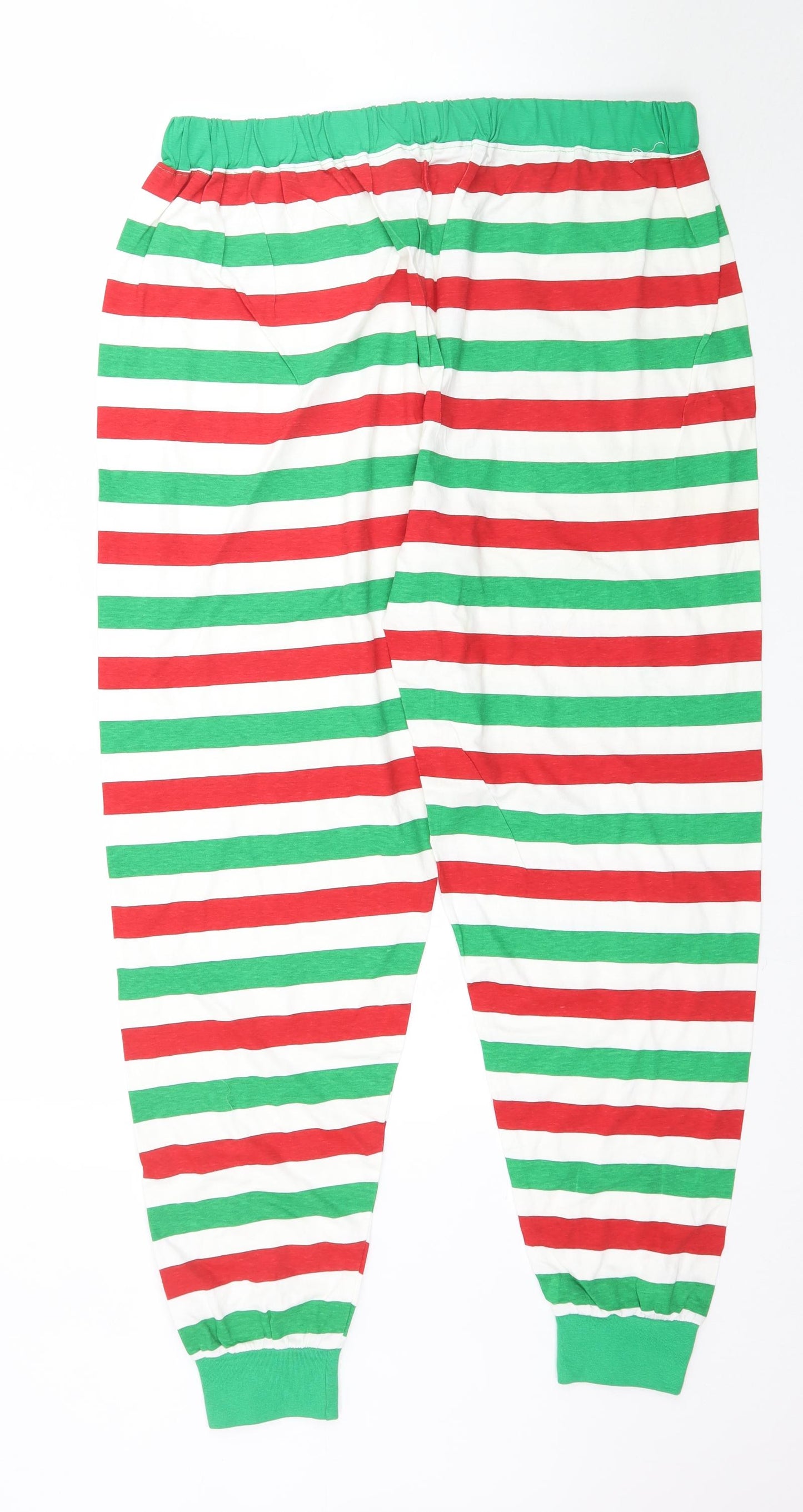 Preworn Womens Multicoloured Striped   Pyjama Pants Size L  - Christmas
