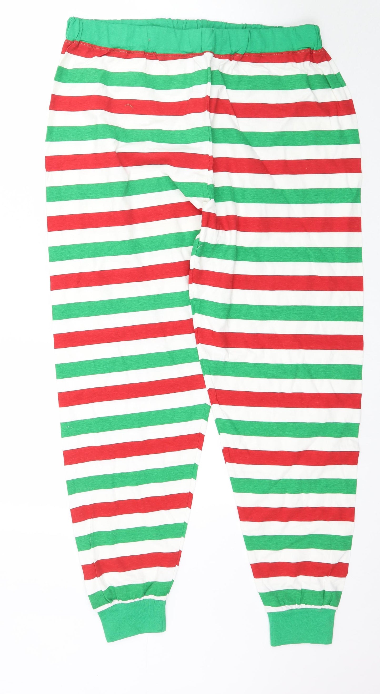 Preworn Womens Multicoloured Striped   Pyjama Pants Size L  - Christmas