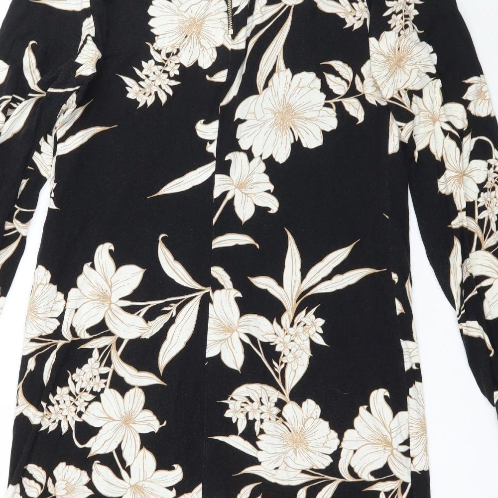 Wallis Womens Black Floral  Mini  Size 10