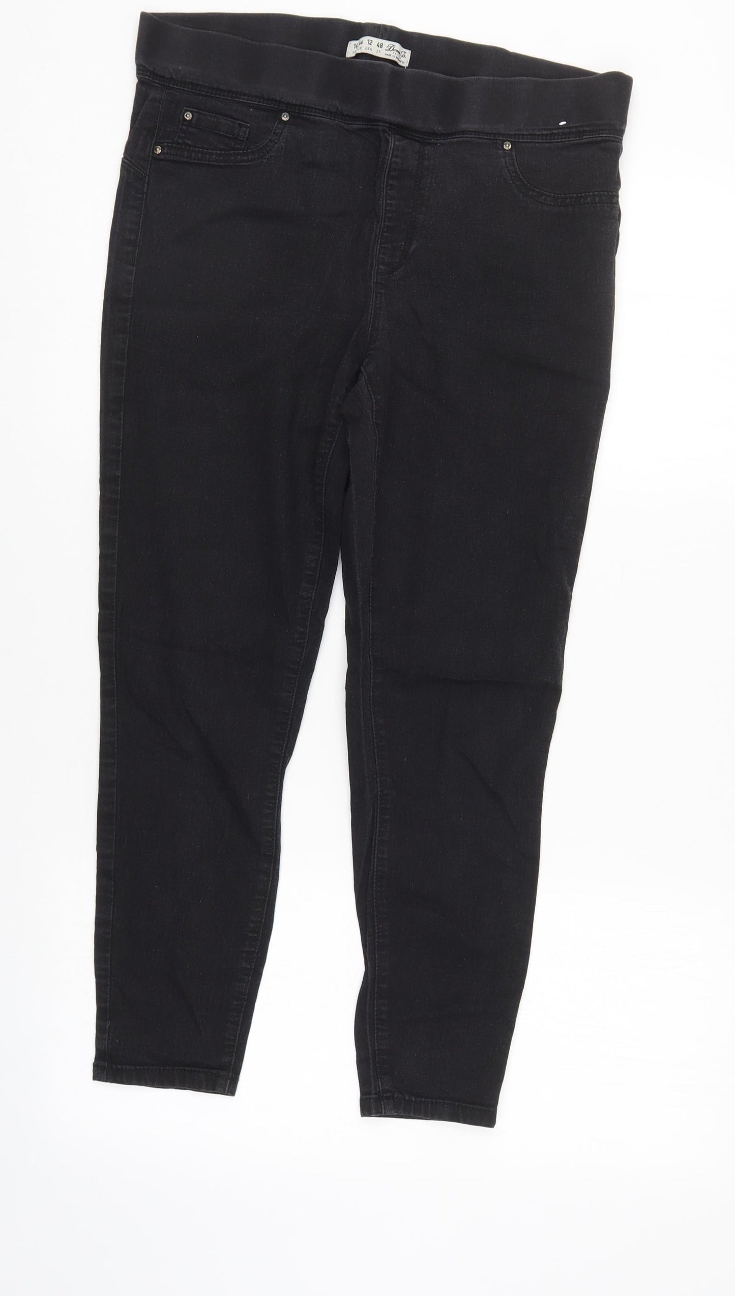Denim & Co. Womens Black  Denim Tapered Jeans Size 16 L25 in - Elastic Waist