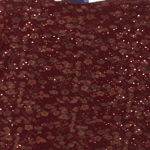 Susan Graver Womens Red Floral  Basic  Size M