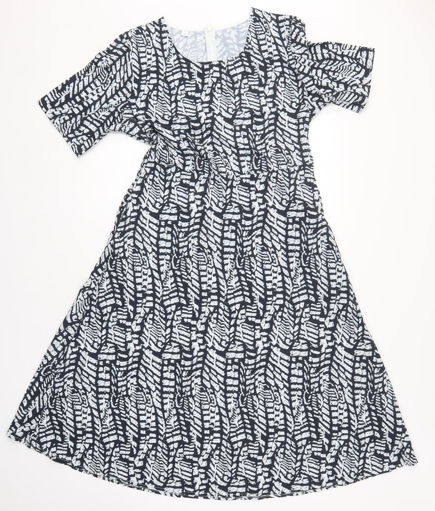 Preworn Womens Black Geometric  A-Line  Size L