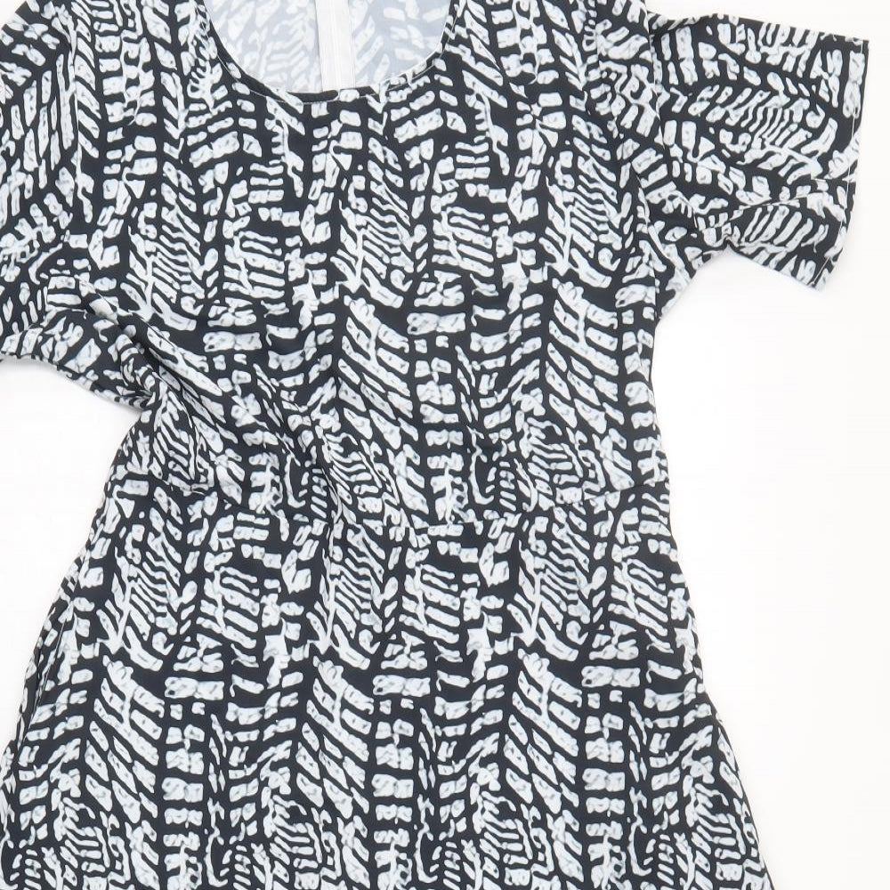 Preworn Womens Black Geometric  A-Line  Size L