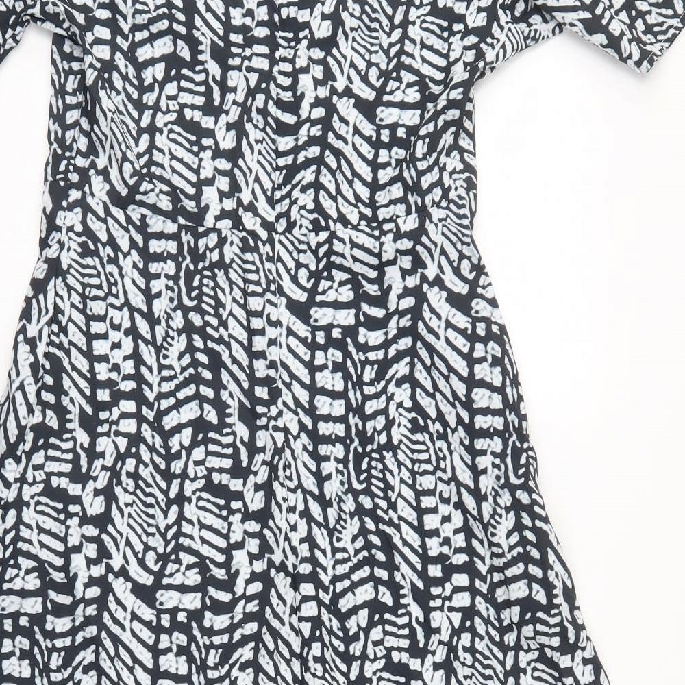 Preworn Womens Black Geometric  A-Line  Size L