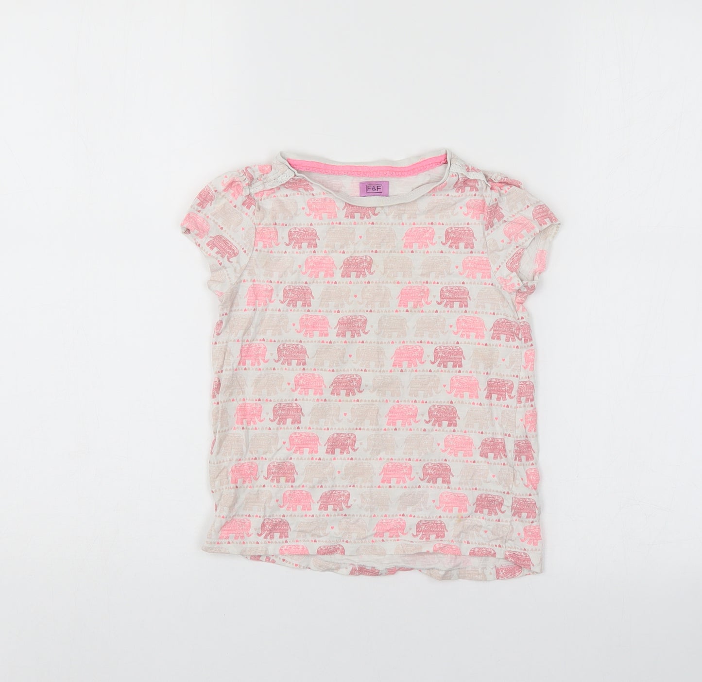 F&F Girls Pink   Basic T-Shirt Size 5-6 Years