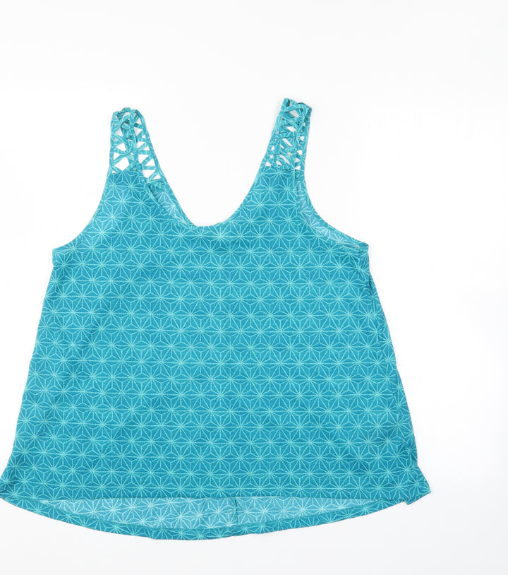H&M Womens Blue Geometric  Basic Blouse Size M