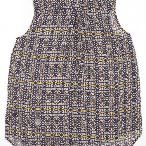 H&M Womens Blue Geometric  Basic Button-Up Size 8