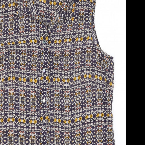 H&M Womens Blue Geometric  Basic Button-Up Size 8