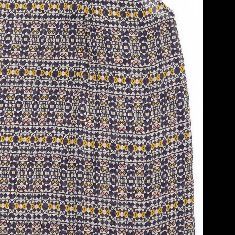 H&M Womens Blue Geometric  Basic Button-Up Size 8