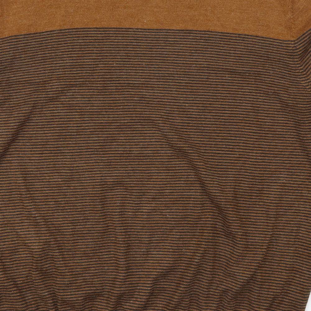 F&F Mens Brown Striped Knit Pullover Jumper Size XL