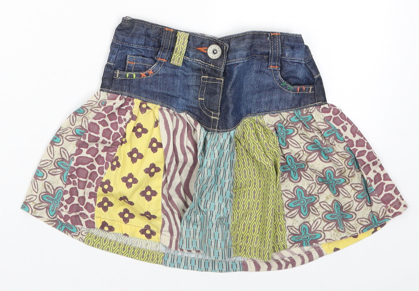 F&F Girls Multicoloured Geometric  A-Line Skirt Size 3-4 Years