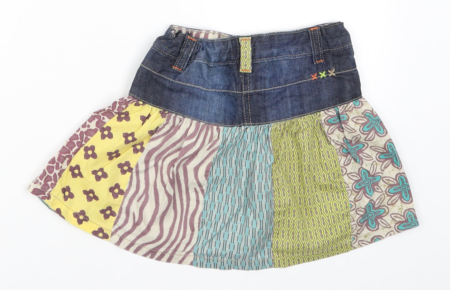 F&F Girls Multicoloured Geometric  A-Line Skirt Size 3-4 Years