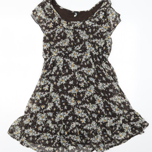Evie Womens Brown Floral  A-Line  Size 16