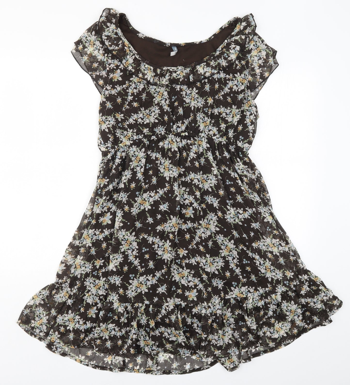 Evie Womens Brown Floral  A-Line  Size 16