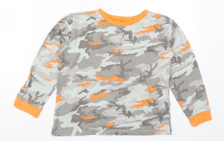 Preworn Boys Orange Camouflage Pyjama Top Size 7-8 Years