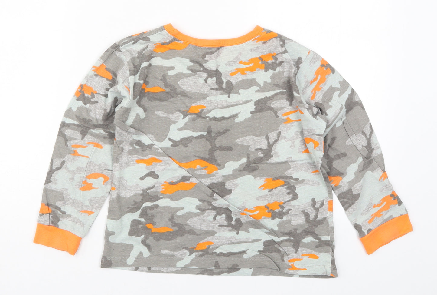 Preworn Boys Orange Camouflage   Pyjama Top Size 7-8 Years