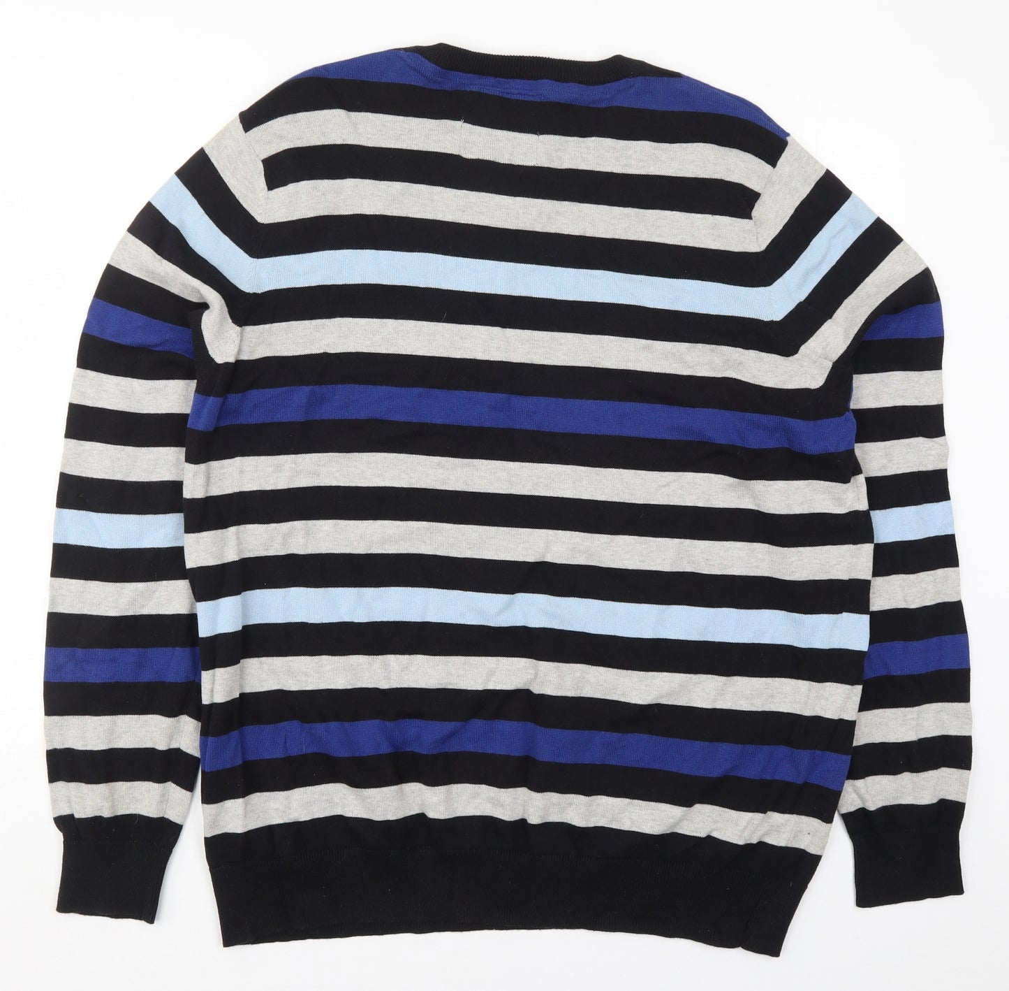 F&F Mens Blue Striped Knit Pullover Jumper Size 3XL