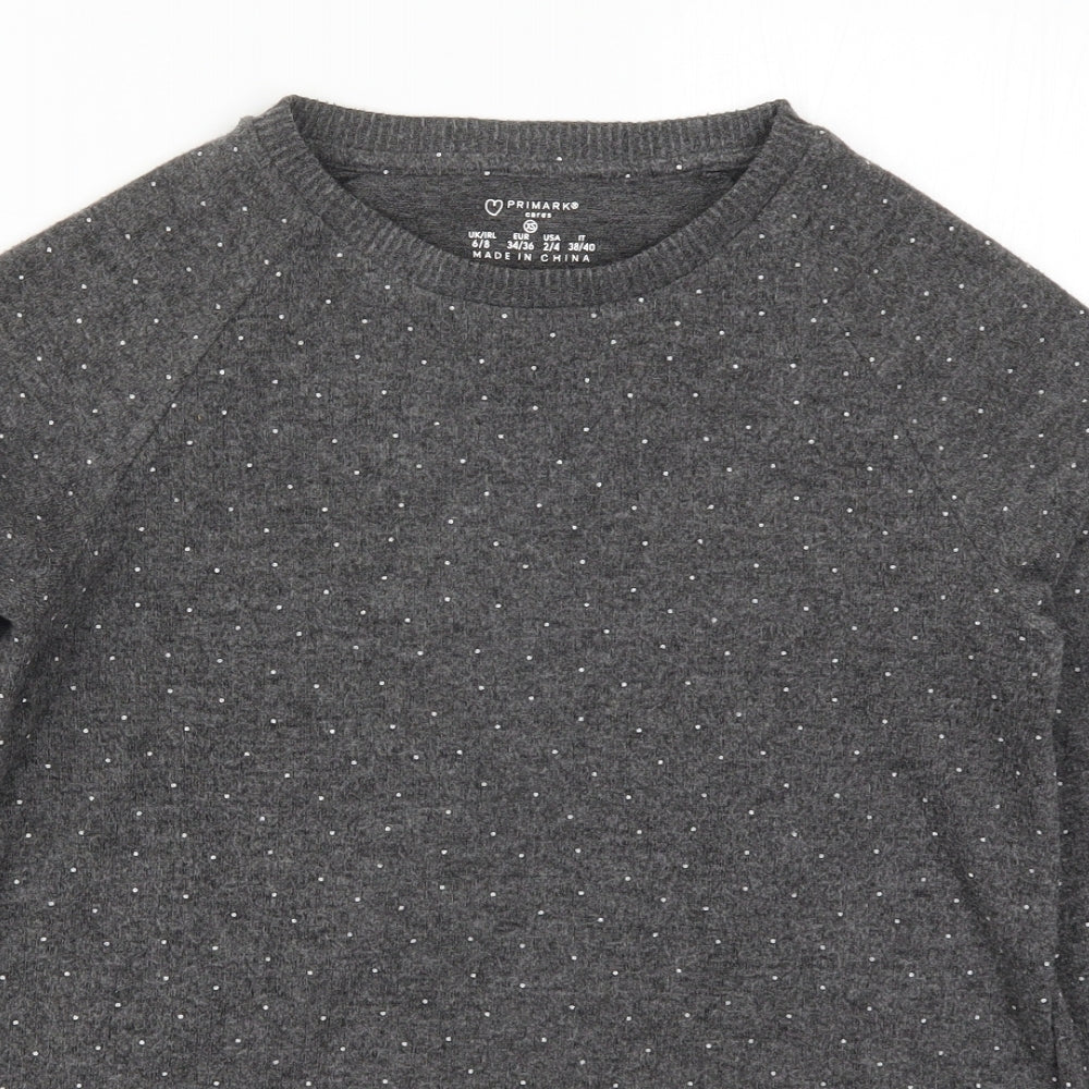 Primark Womens Grey Polka Dot  Top Pyjama Top Size 6