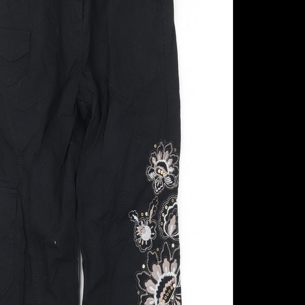 Cherokee Girls Black Floral  Cargo Trousers Size 8-9 Years