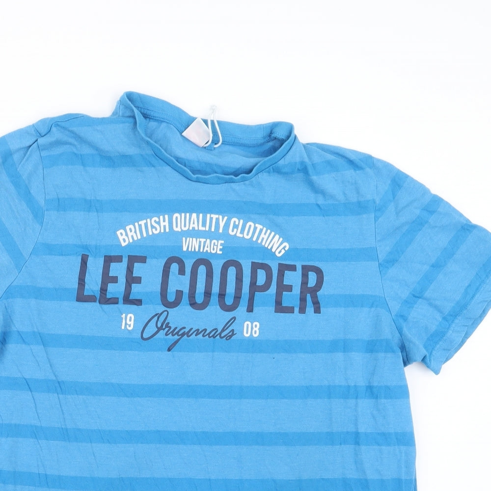 Lee Cooper Mens Blue Striped   T-Shirt Size XL