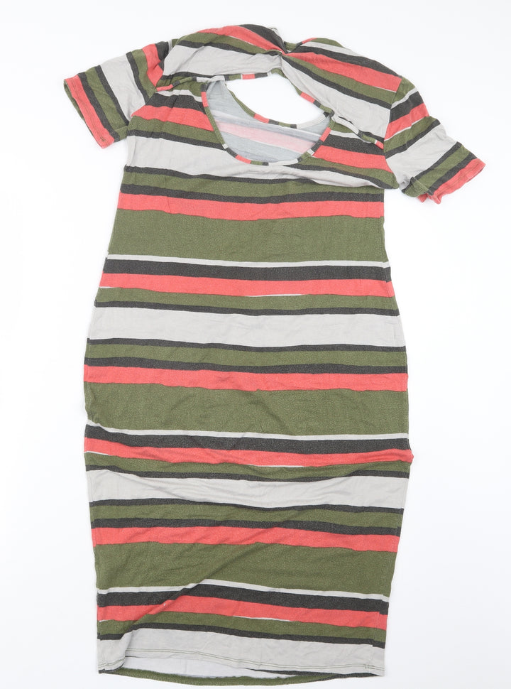 ASOS Womens Green Striped  T-Shirt Dress  Size 12