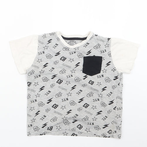 Matalan Boys Grey Geometric   Pyjama Top Size 7 Years