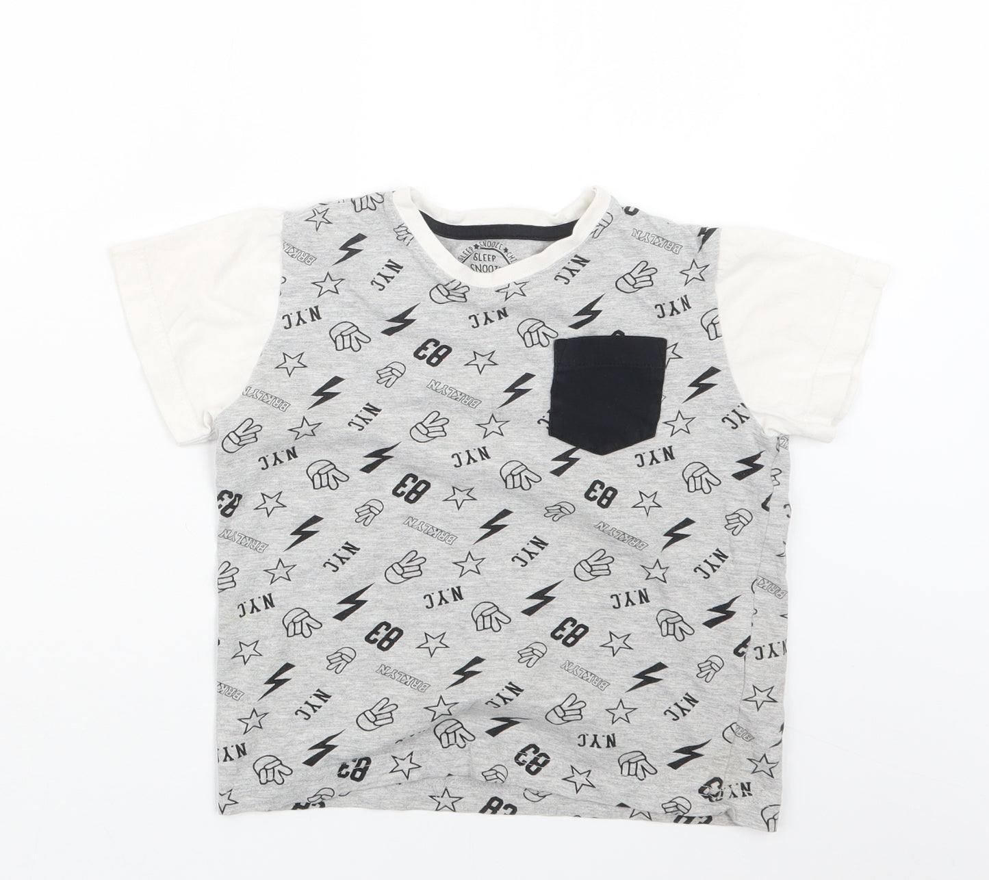 Matalan Boys Grey Geometric   Pyjama Top Size 7 Years