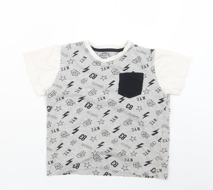 Matalan Boys Grey Geometric   Pyjama Top Size 7 Years