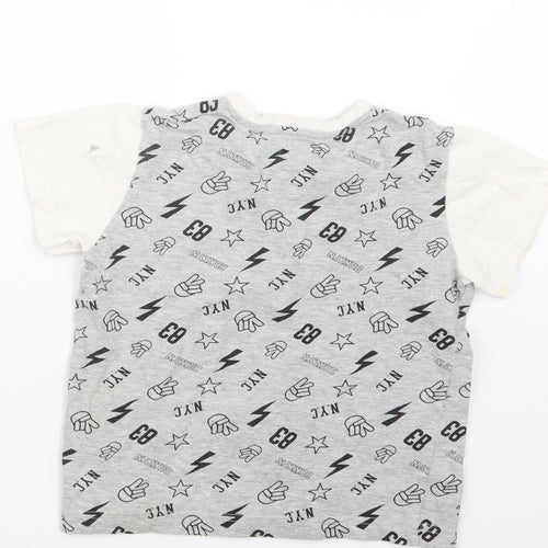 Matalan Boys Grey Geometric   Pyjama Top Size 7 Years