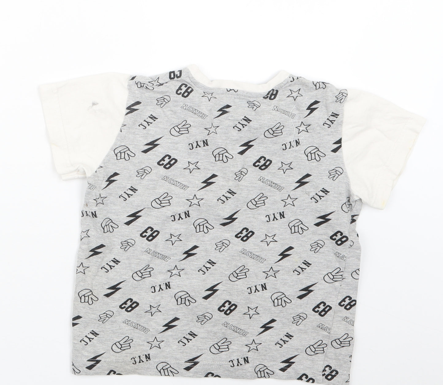 Matalan Boys Grey Geometric   Pyjama Top Size 7 Years