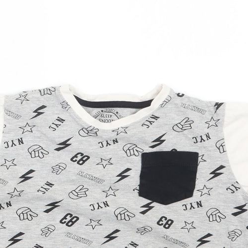 Matalan Boys Grey Geometric   Pyjama Top Size 7 Years