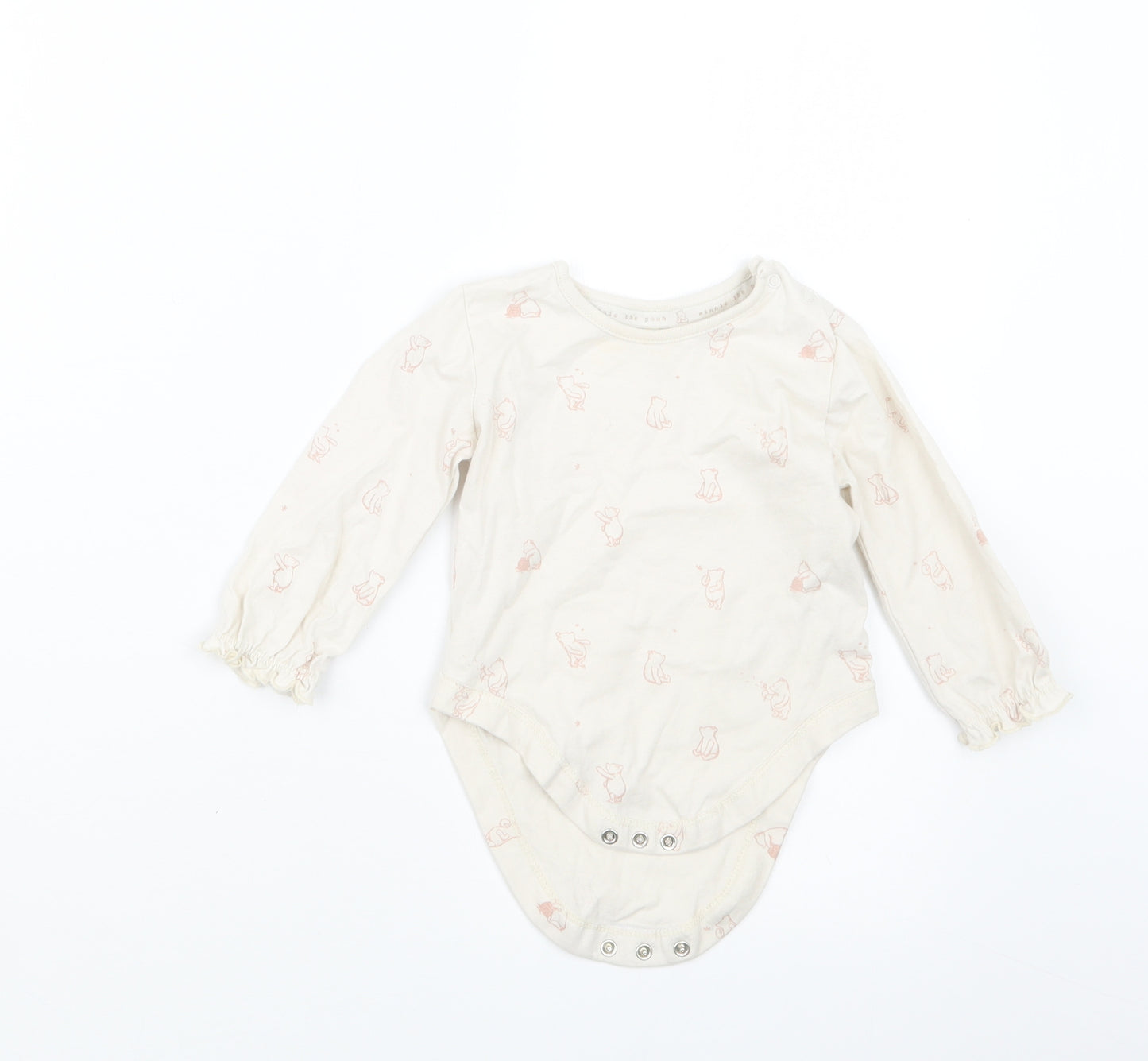 George Girls Beige Geometric  Babygrow One-Piece Size 6-9 Months  - Winnie the Pooh