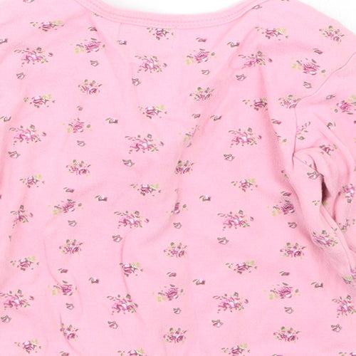 Babaluno Girls Pink Floral  Basic T-Shirt Size 9-12 Months