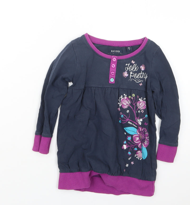 Blue Seven Girls Blue Basic T-Shirt Size 2 Years - Long
