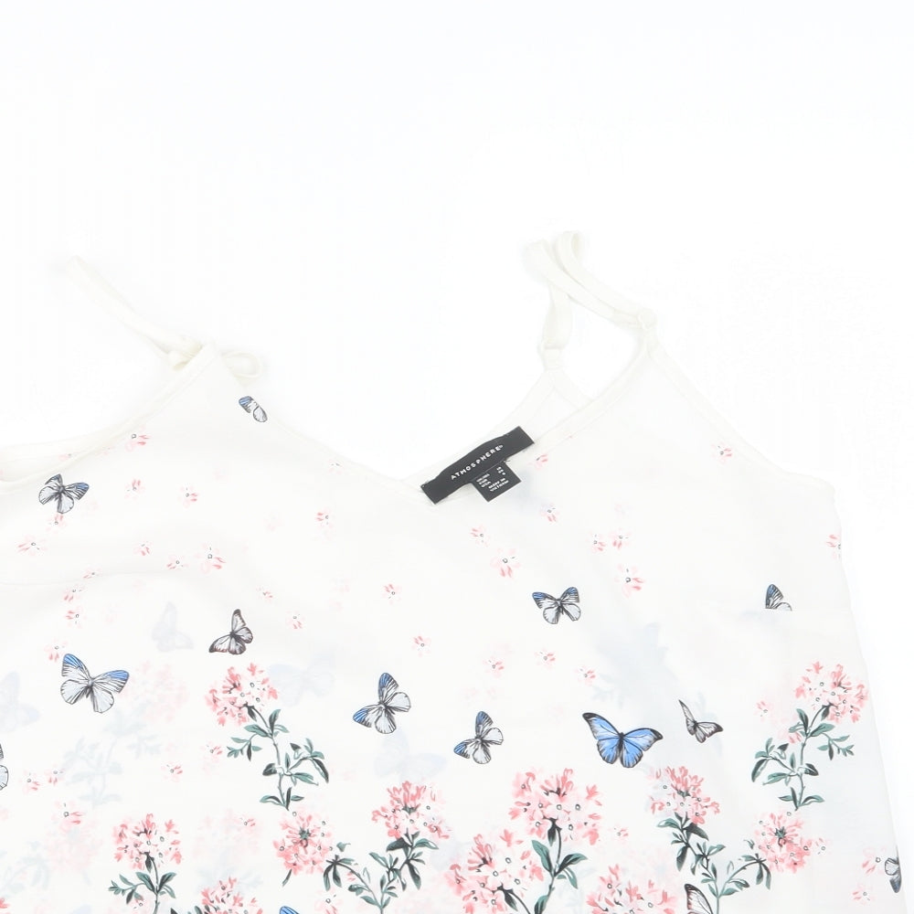 Atmosphere Womens White Geometric  Basic Blouse Size 10