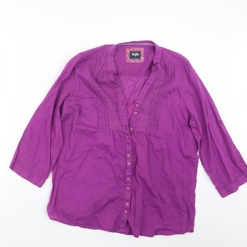 Maine Womens Purple   Basic Button-Up Size 14