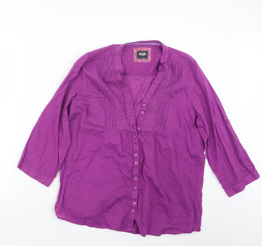 Front view of Maine New England women’s purple basic button-up, size UK 14