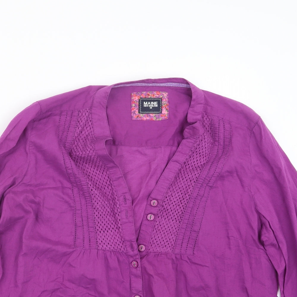 Maine Womens Purple   Basic Button-Up Size 14